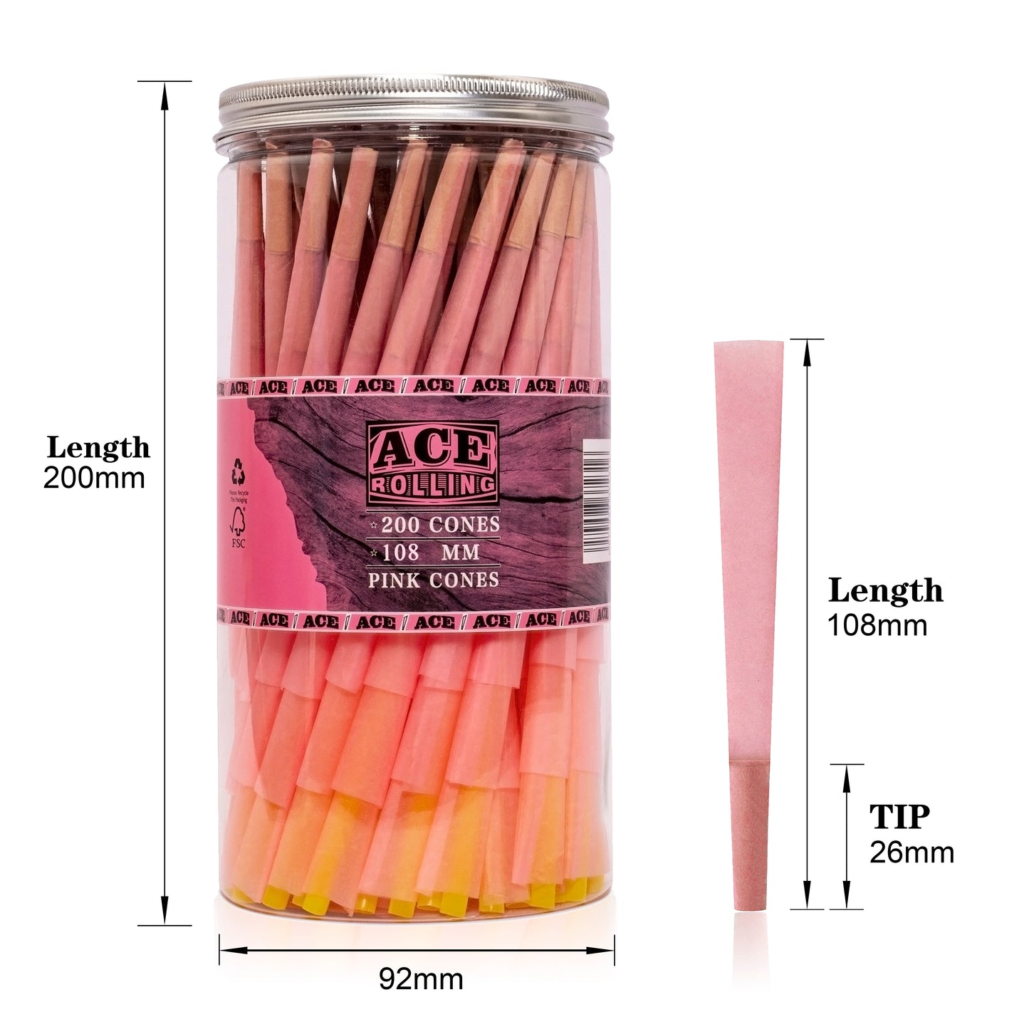 pink Pre Rolled Paper with Tips and Packing Tubes Included
