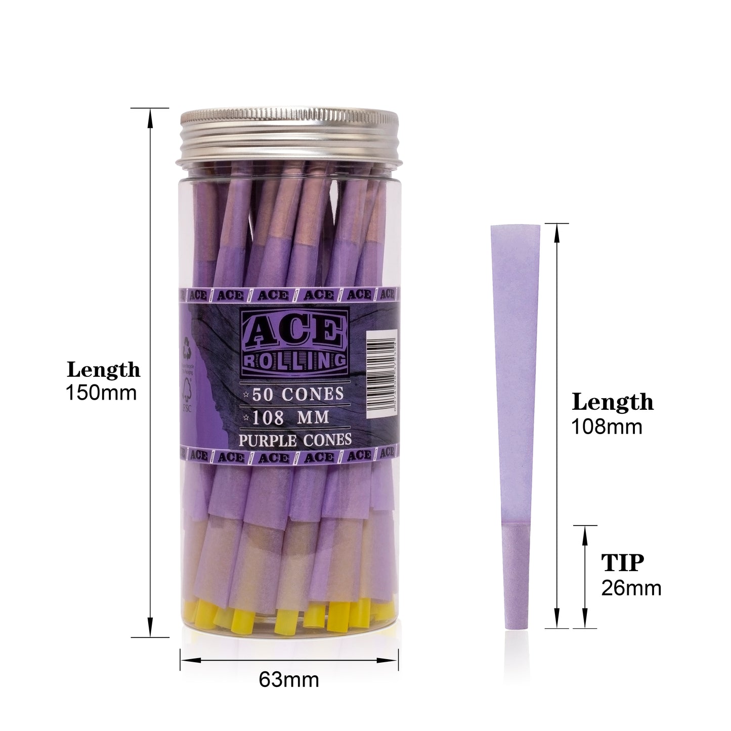 Purple Pre Rolled Paper with Tips and Packing Tubes Included