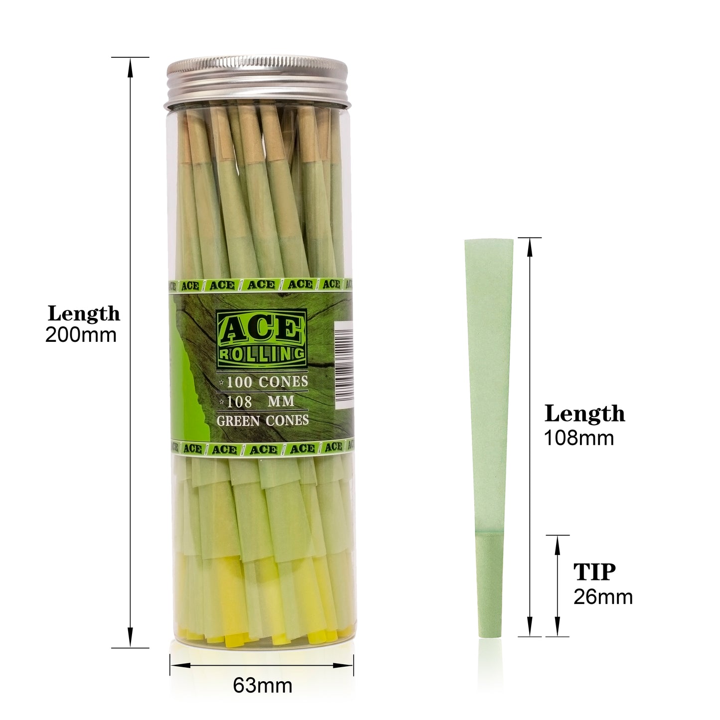 Green pre-roll cone jar